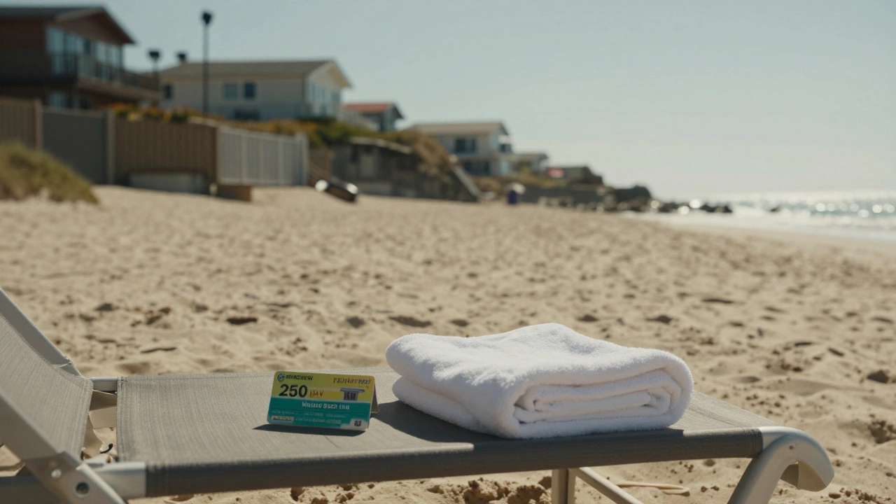 A single lounge chair on a private beach stretch at Malibu Beach Inn, with a towel and ocean in the background, symbolizing exclusive access.