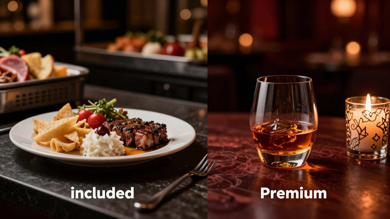 Comparison between a standard resort buffet and a premium fine-dining dinner