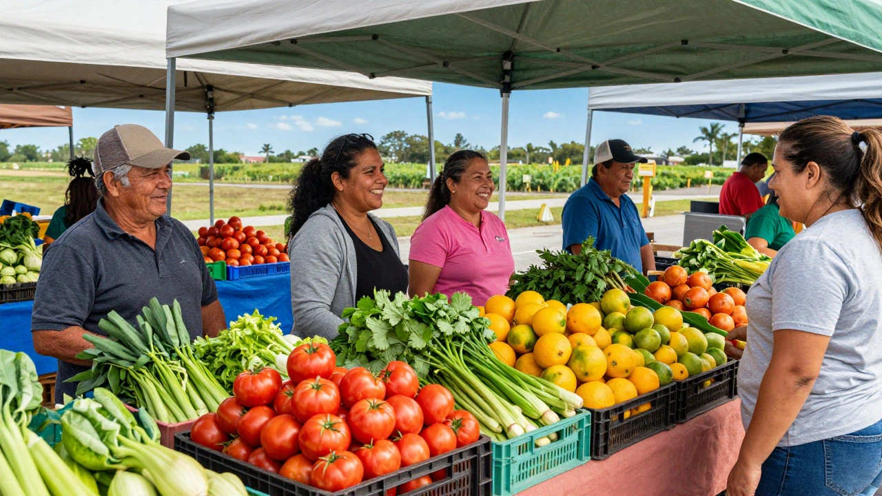 Fresh produce at a local farmers market in Immokalee, Florida