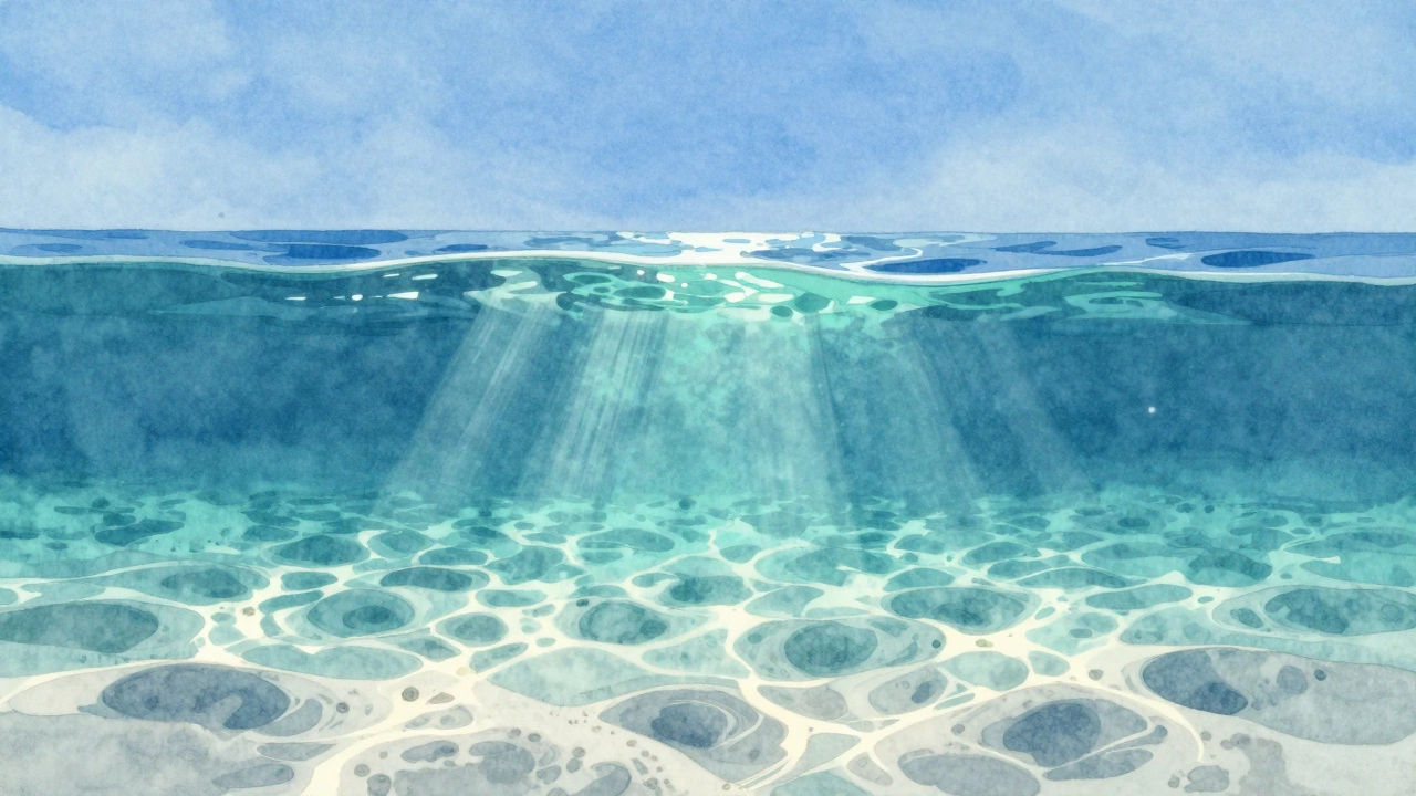 Illustration showing sunlight reflecting off sandy ocean floor