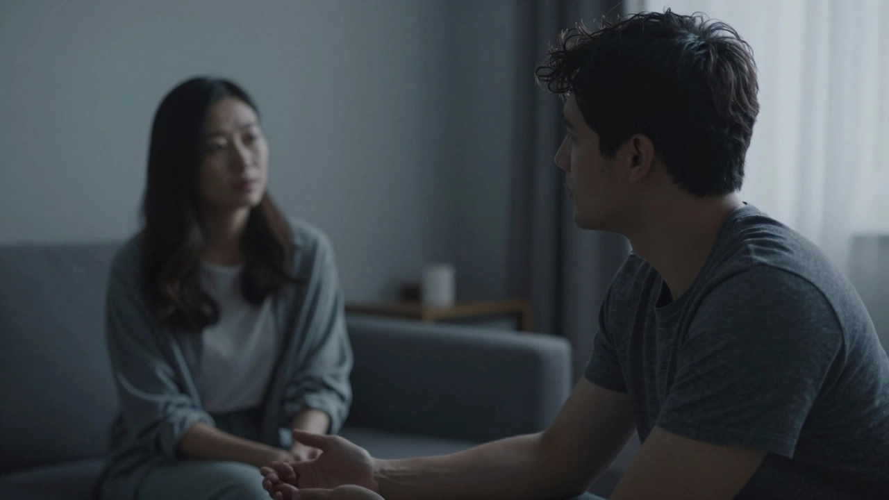 Man opening up emotionally while partner listens with empathy