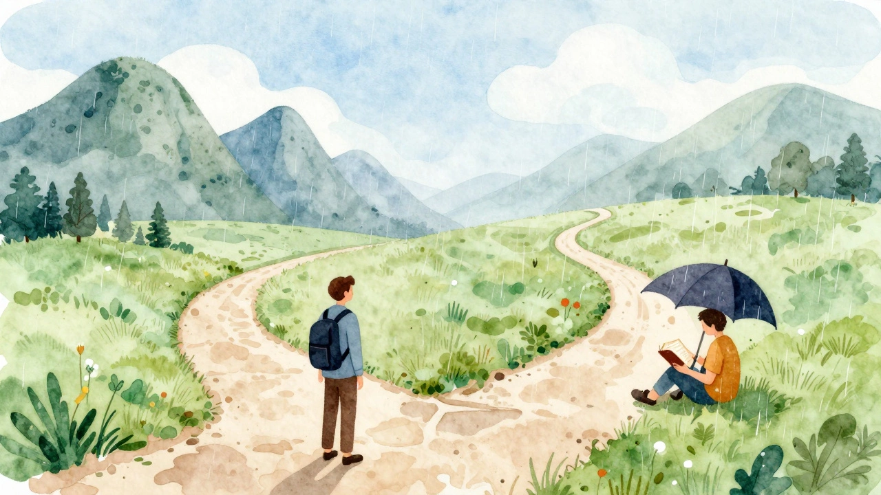 Watercolor illustration of choosing spontaneous travel over perfection