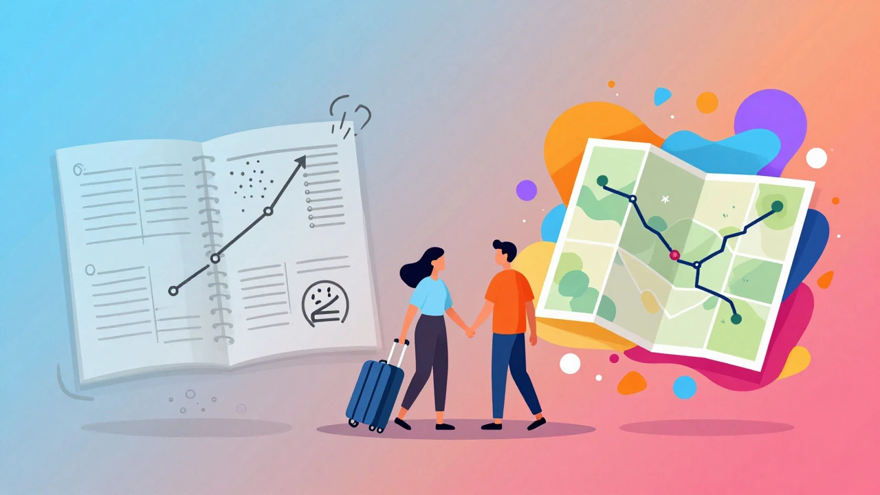Illustration comparing planned vs spontaneous travel