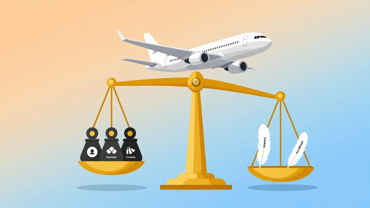 Conceptual illustration of airplane on scale showing supply and demand
