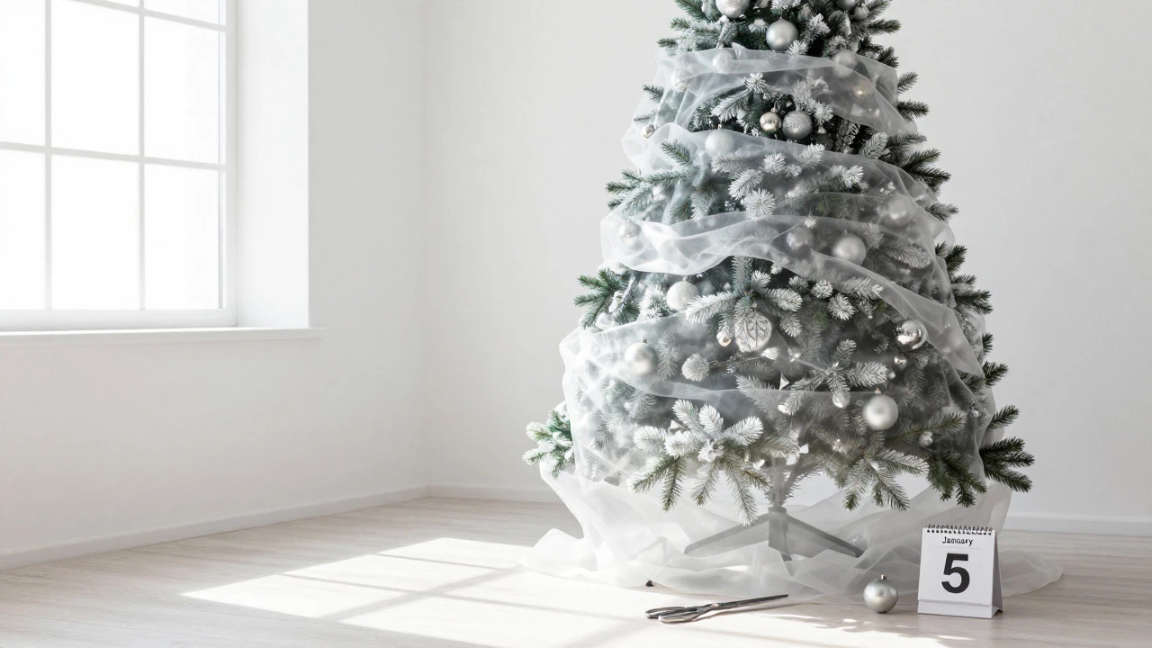 Symbolic image of a Christmas tree being prepared for removal after Jan 5.