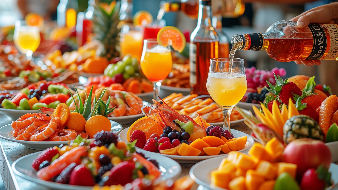 Abundant all-inclusive buffet with fresh food and drinks