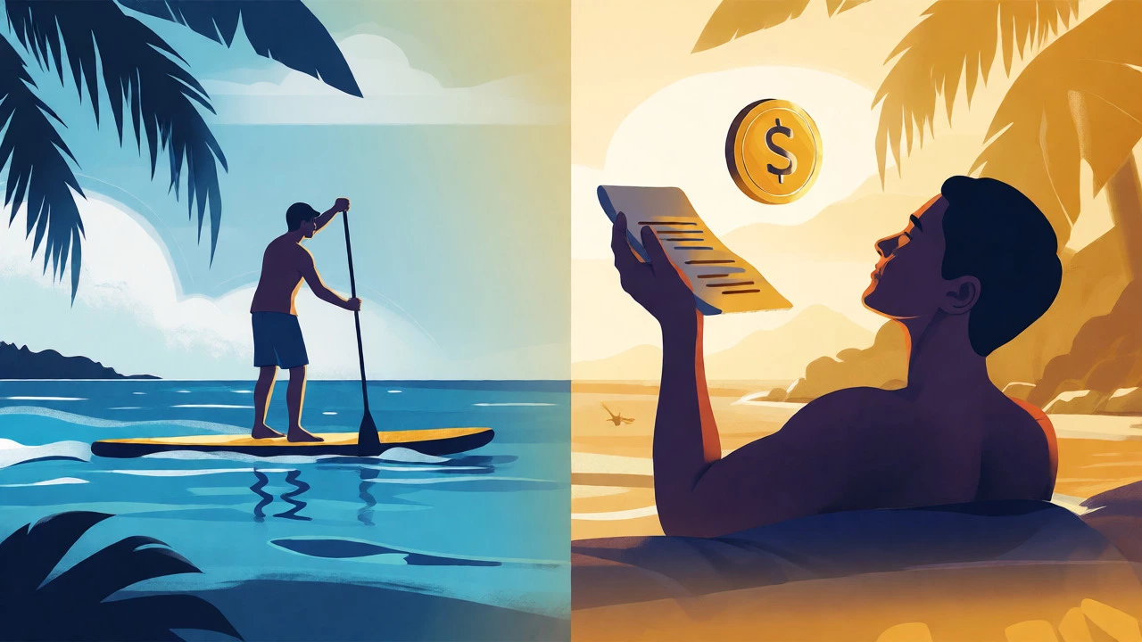 Contrast between free activities and paid extras at a resort