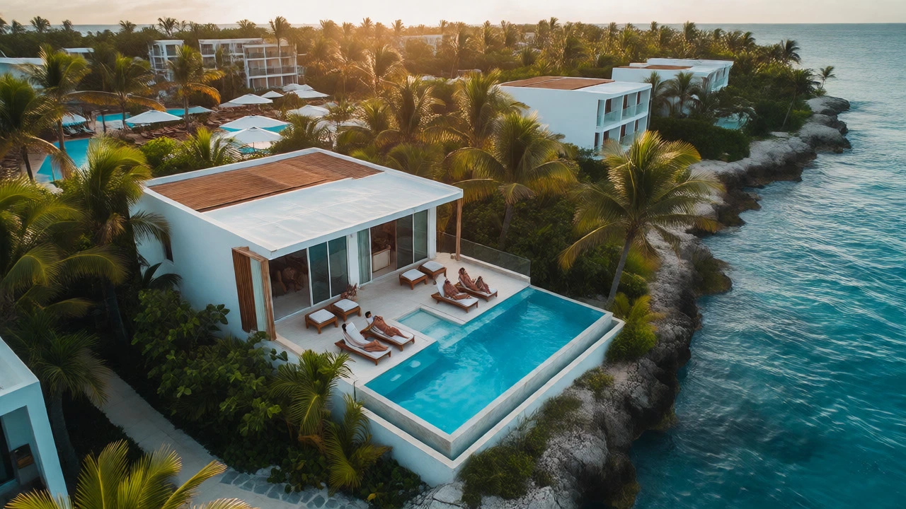Private luxury villa with infinity pool separated from main resort crowds